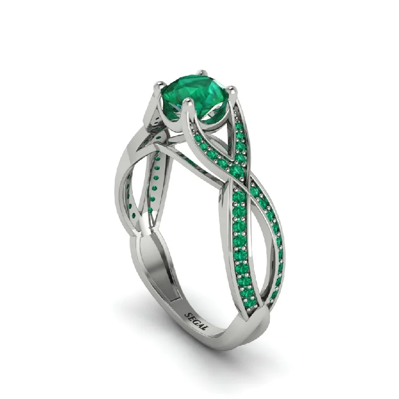 Ladies engagement rings for boho unions -Emerald Eternal Twist Engagement Ring - Maisie No. 21