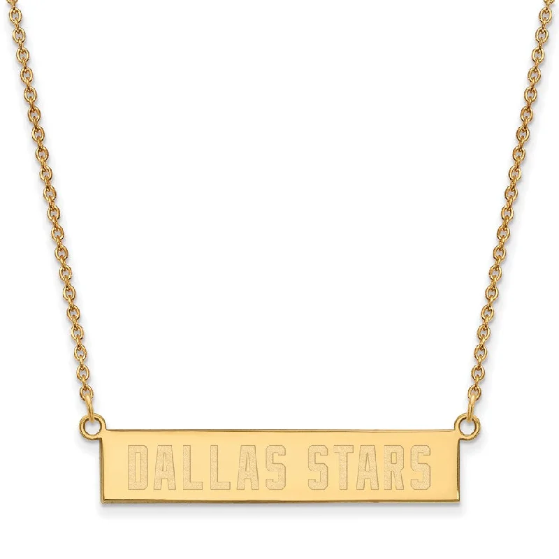 ladies-crystal-rope-necklaces-SS 14k Yellow Gold Plated NHL Dallas Stars Small Bar Necklace, 18 Inch