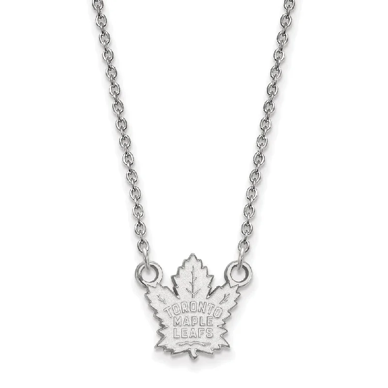 ladies-delicate-silver-necklaces-Sterling Silver NHL Toronto Maple Leafs Small Necklace, 18in