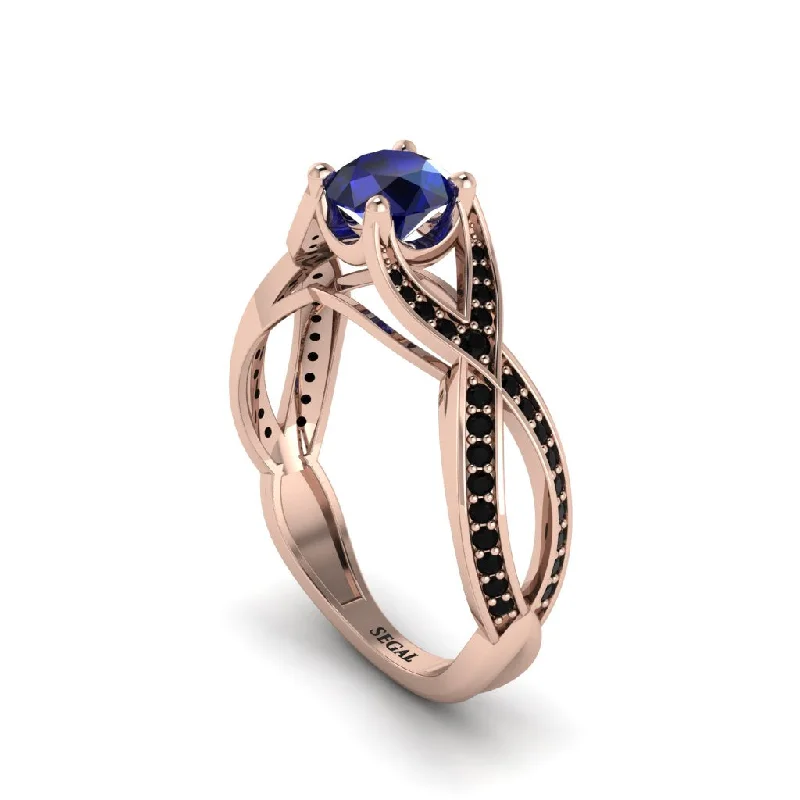 Ladies engagement rings with silk inlays -Sapphire Eternal Twist Engagement Ring - Maisie No. 44