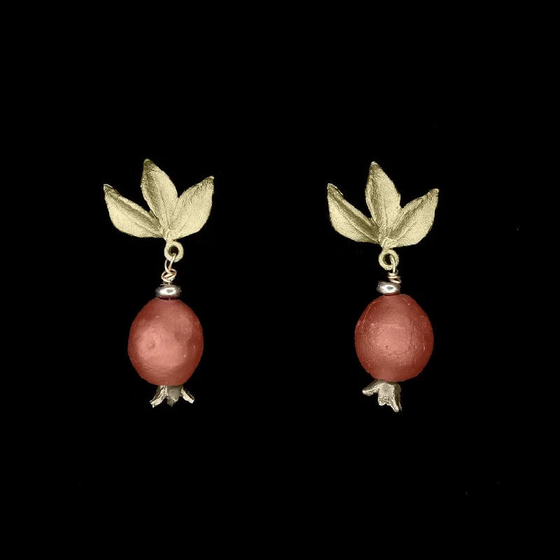 Ladies earrings crisp edges -Pomegranate Earrings - Post