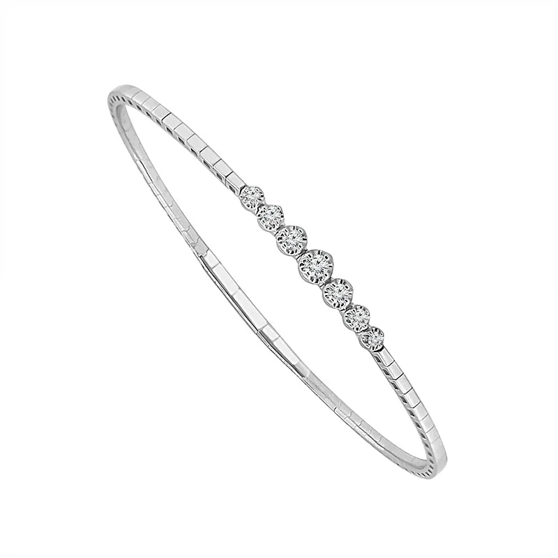 ladies-pearl-bar-bracelets-1/5 Ctw Flexible Diamond Bangle Bracelet in 10 Karat White Gold