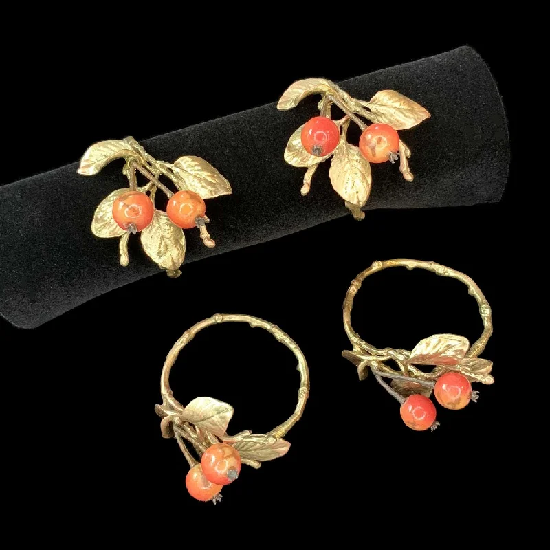 Ladies rings with crown motifs -Crab Apple Napkin Rings