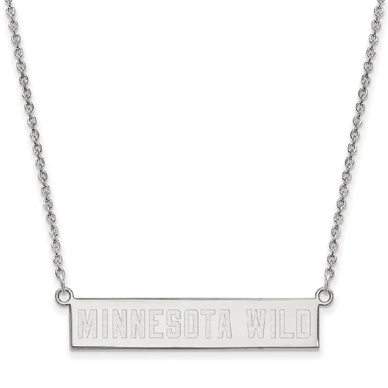 ladies-minimalist-diamond-necklaces-Sterling Silver NHL Minnesota Wild Small Bar Necklace, 18 In