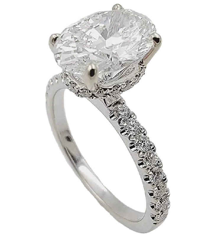 Ladies engagement rings broad romance -18k White Gold 1.84ct Engagement Ring with Lab Grown Oval diamond