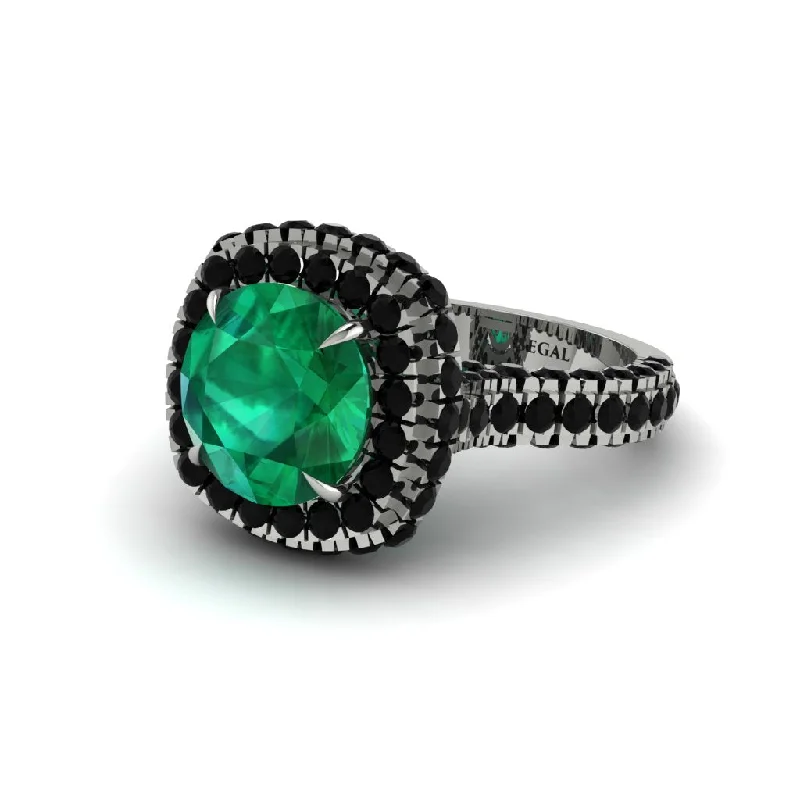 Ladies engagement rings rustic vows -Emerald Pave Double Halo Engagement Ring - Eve No. 36