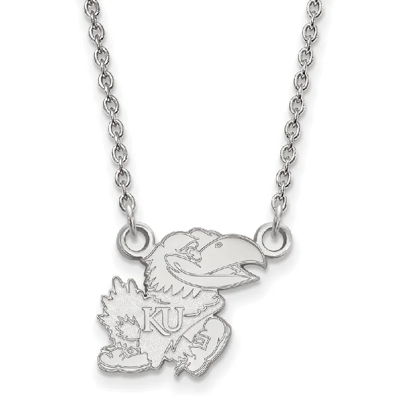 ladies-custom-silver-necklaces-10k White Gold U of Kansas Small Pendant Necklace