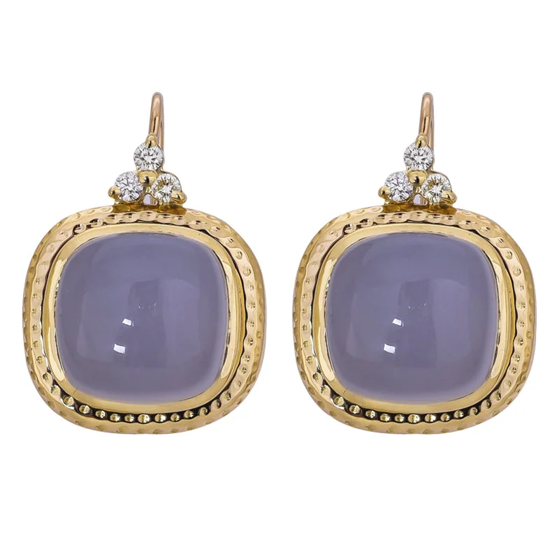 Ladies earrings for calm vibes -Earrings- Chalcedony and Diamond