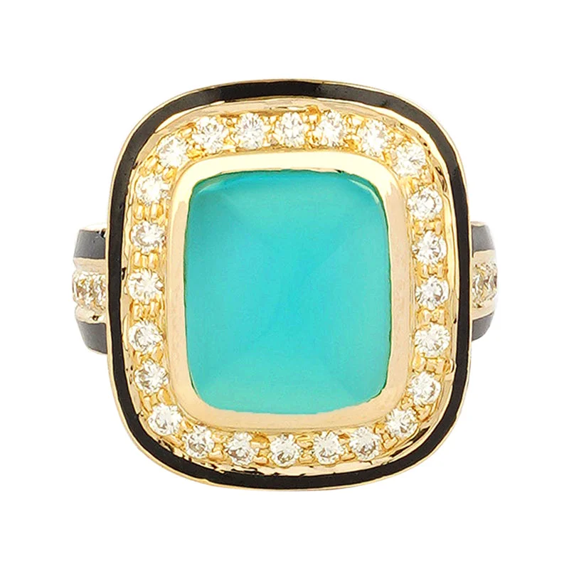 Ladies rings with star motifs -Repair - Ring - Chalcedony and Diamond with Enamel (2221I)