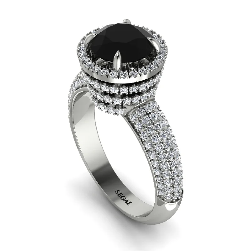 Ladies engagement rings for justice unions -Black Diamond Cluster Halo Engagement Ring - Katie No. 9