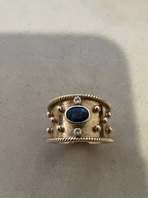 Ladies rings for summit vibes -Repair - Ring - Blue Sapphire and Diamond (883H)