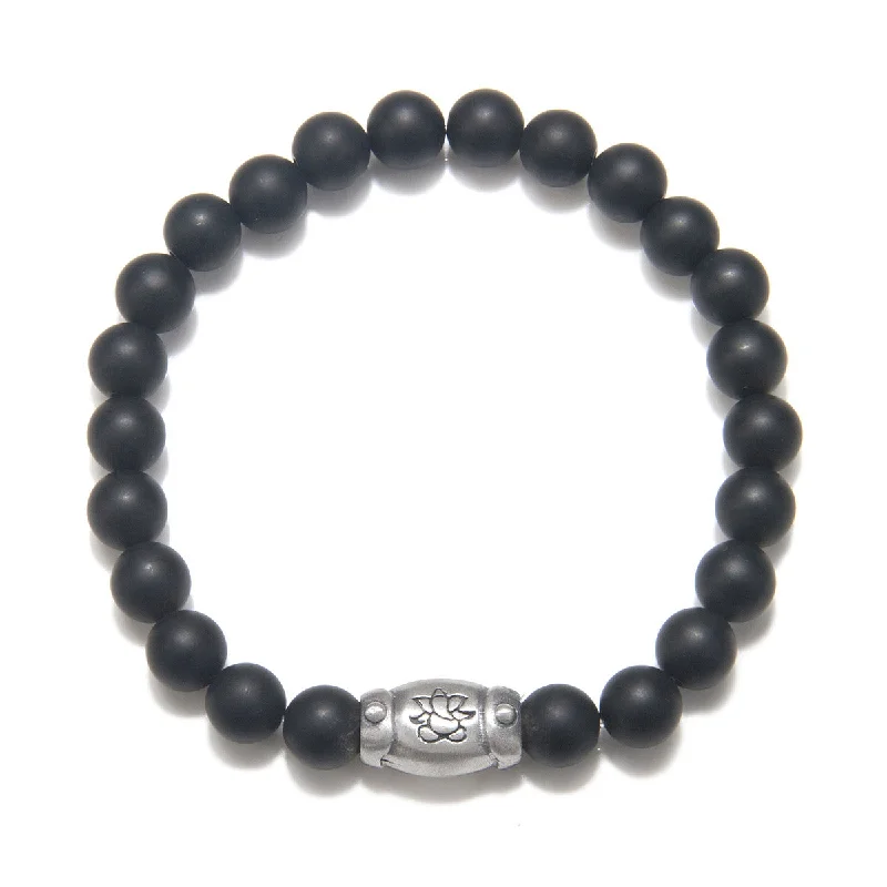 ladies-minimalist-pearl-bracelets-Men's Ganesha Hindu God, Black Onyx Bracelet