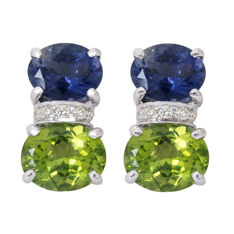 Ladies earrings with cobalt sodalite -Earrings- Iolite, Peridot and Diamond  (264HS)