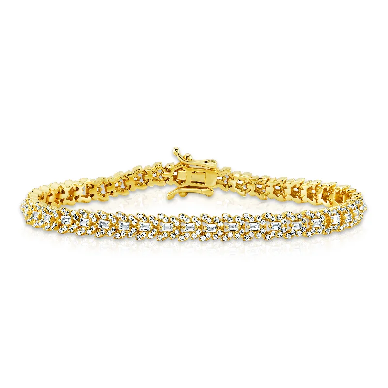 ladies-gift-twist-bracelets-BUTTERFLY BAGETTE CZ TENNIS BRACELET, GOLD