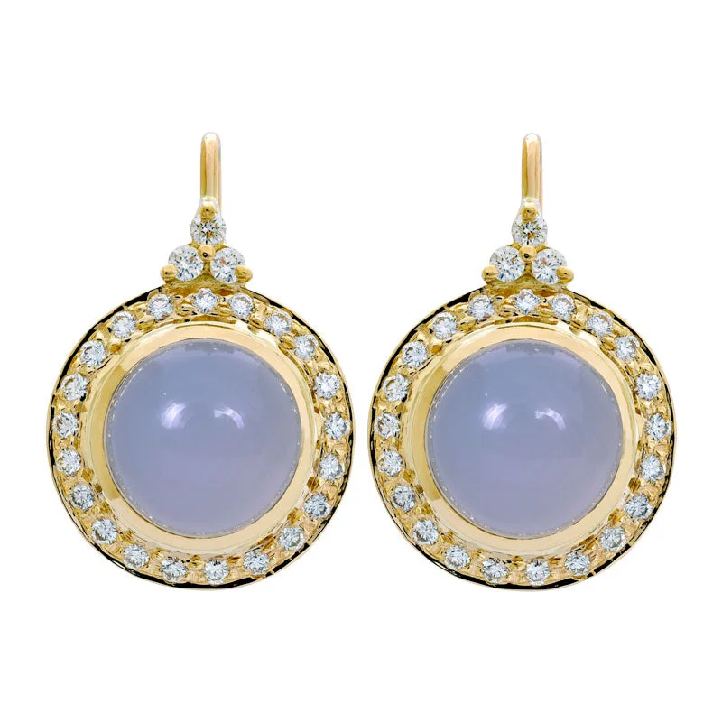 Ladies earrings for wild vibes -Earrings- Chalcedony and Diamond