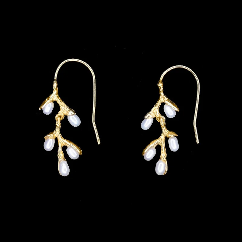 Ladies earrings with sea calcite -Fine Pussy Willow Earrings - Delicate Wire