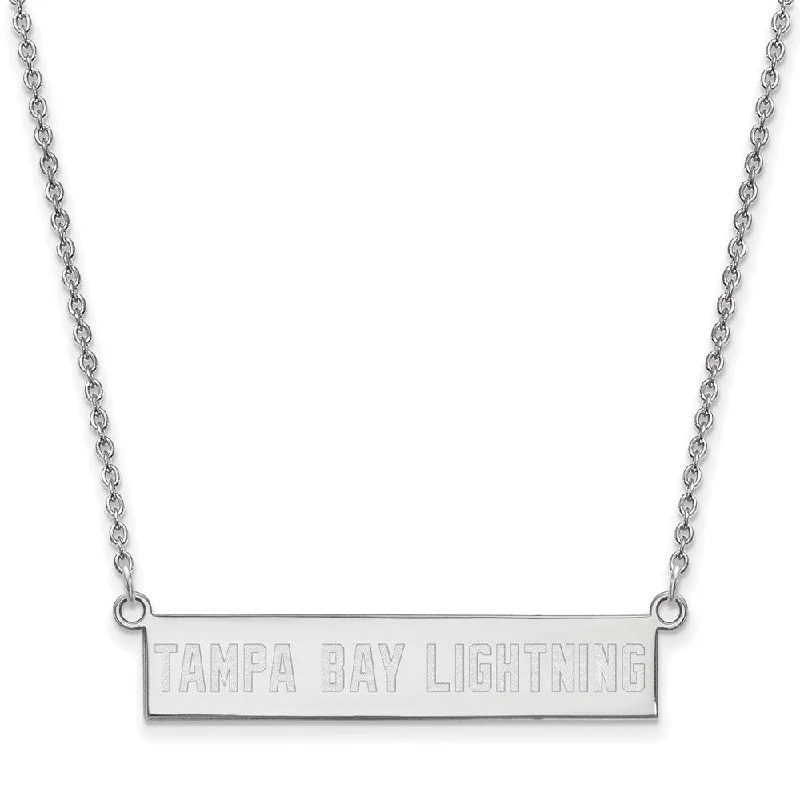 ladies-gift-woven-necklaces-Sterling Silver NHL Tampa Lightning Small Bar Necklace, 18 In