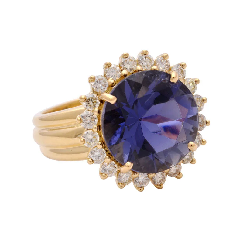 Ladies rings rustic brilliance -Ring-Iolite and Diamond