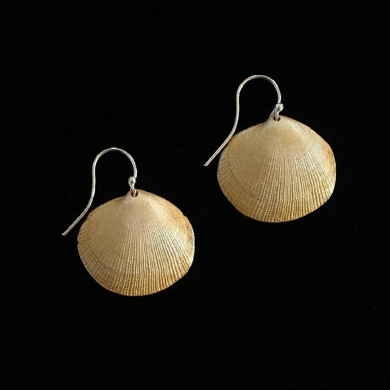 Ladies earrings with mixed alloys -Small Beach Shells Earrings