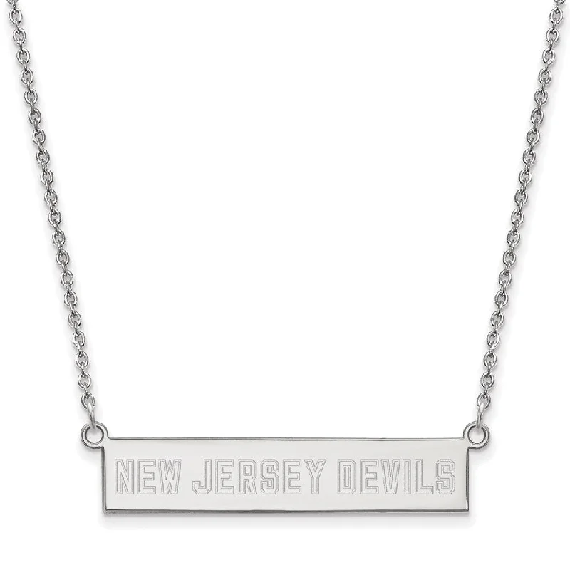 ladies-ethnic-rose-gold-necklaces-Sterling Silver NHL New Jersey Devils SM Bar Necklace, 18 In