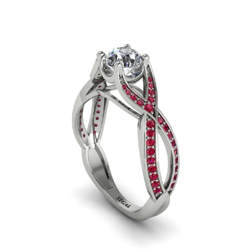 Ladies engagement rings polished romance -Diamond Eternal Twist Engagement Ring - Maisie No. 48