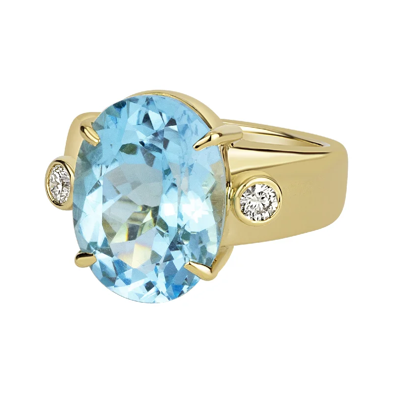 Ladies rings for fashion vibes -Ring - Blue Topaz And Diamond (1630J)