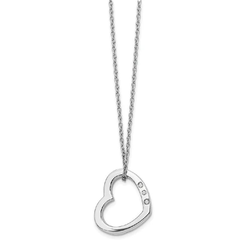 ladies-gift-cable-necklaces-20mm Diamond Heart Slide Necklace in Rhodium Plated Silver, 18-20 Inch