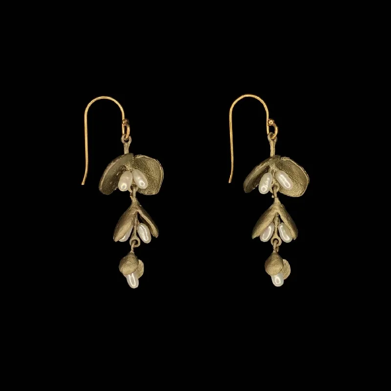 Ladies earrings with bloom drops -Eucalyptus Seed Earrings - Wire