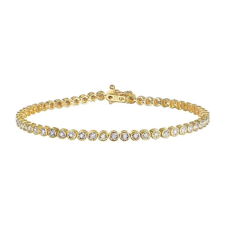 ladies-flower-open-cuff-bracelets-Diamond 14kt Gold Tennis Bracelet