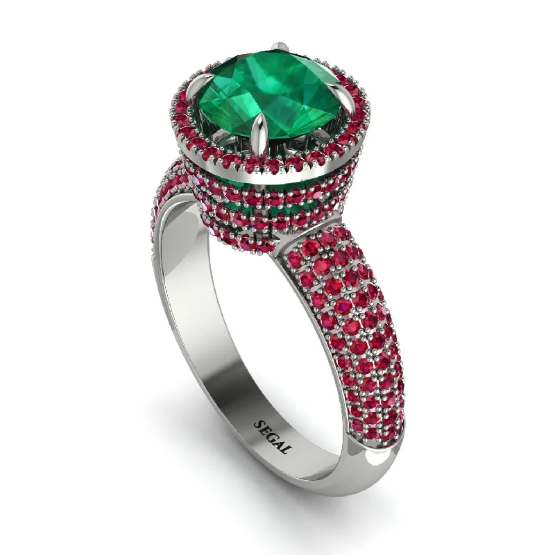 Ladies engagement rings timeless brilliance -Emerald Cluster Halo Engagement Ring - Katie No. 51