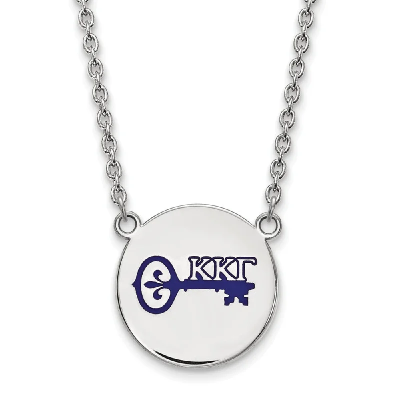 ladies-custom-silver-necklaces-Sterling Silver Kappa Kappa Gamma Large Enamel Necklace