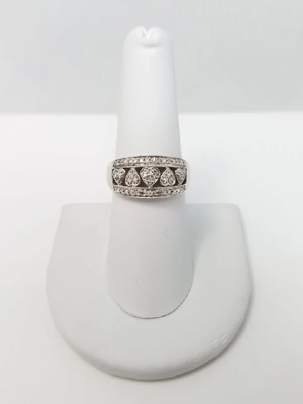 Ladies rings multi-ring beauty -Cute Natural Diamond 10k White Gold Ring