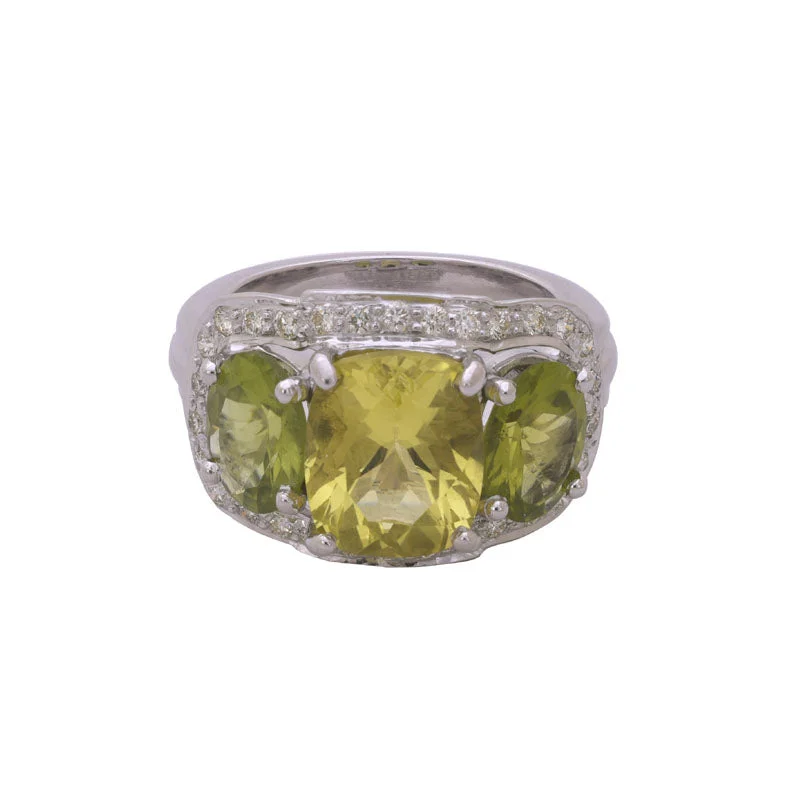 Ladies rings with berry lepidolite -Repair - Ring - Lemon Quartz, Peridot and Diamond in Silver (244FS)