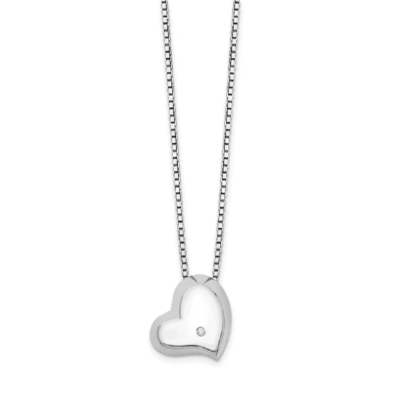 ladies-crystal-woven-necklaces-offset Diamond Heart Necklace in Rhodium Plated Silver, 18-20 Inch