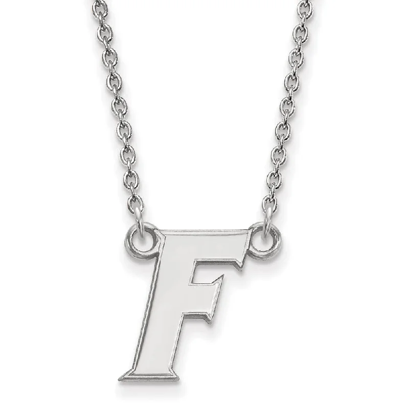 ladies-pearl-woven-necklaces-14k White Gold U of Florida Small Initial F Pendant Necklace