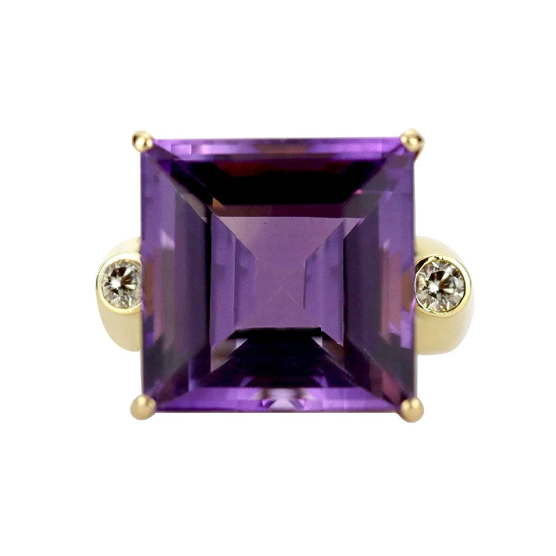 Ladies rings bowed elegance -Ring - Amethyst and Diamond