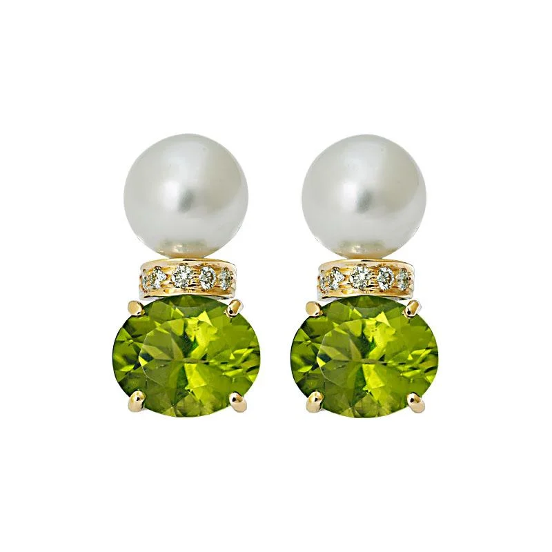 Ladies earrings for maker vibes -Earrings- Peridot, South Sea Pearl and Diamond  (23CM)