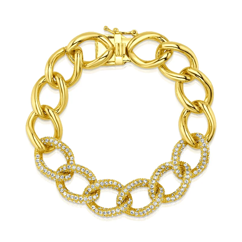 ladies-cross-diamond-bracelets-BOLD LINK CZ CHAIN BRACELET, GOLD