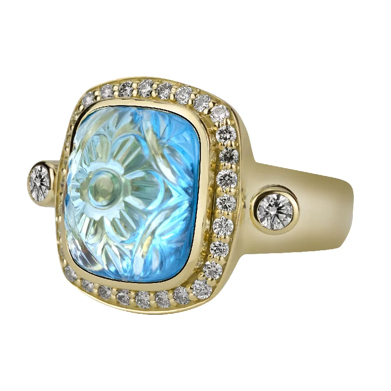 Ladies rings stylish elegance -Ring - Blue Topaz And Diamond