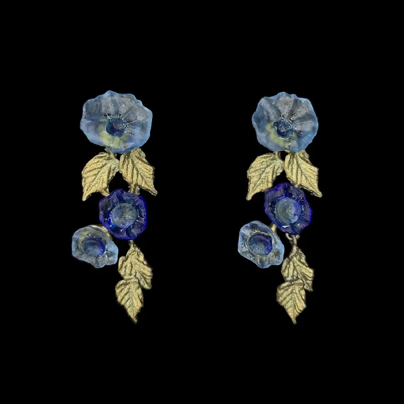 Ladies earrings polished sparkle -Morning Glory Earrings - Flower Post