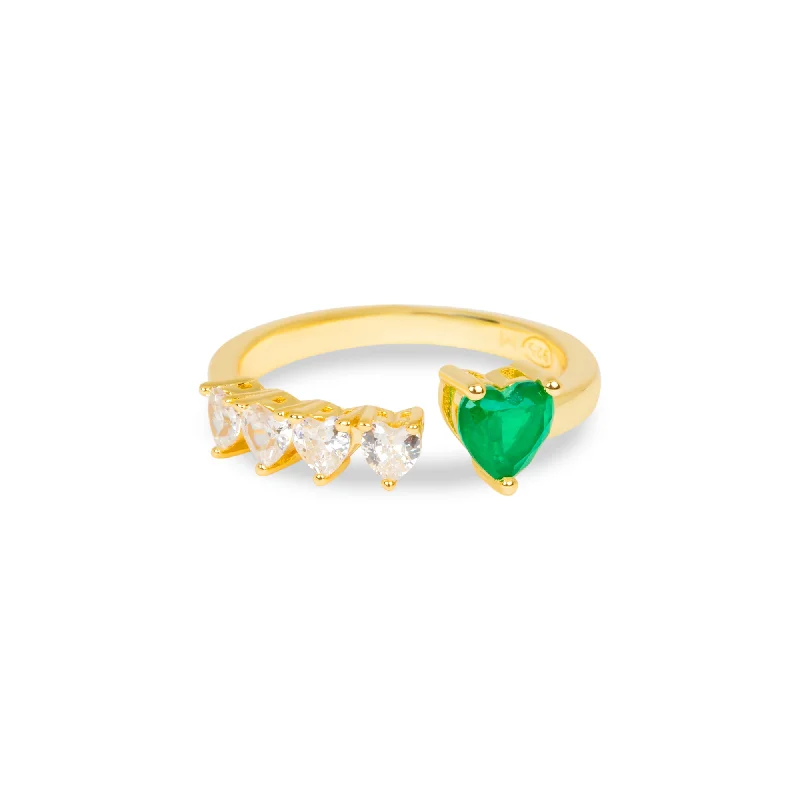 Ladies rings for calm vibes -THE AVERY EMERALD HEART CUT RING