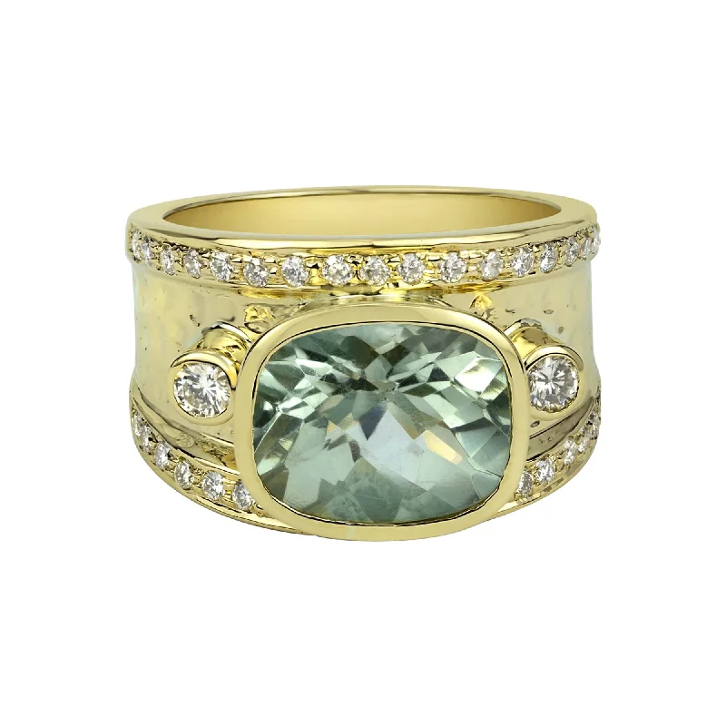 Ladies rings for festive surprises -Ring - Green Quartz And Diamond (2317D)