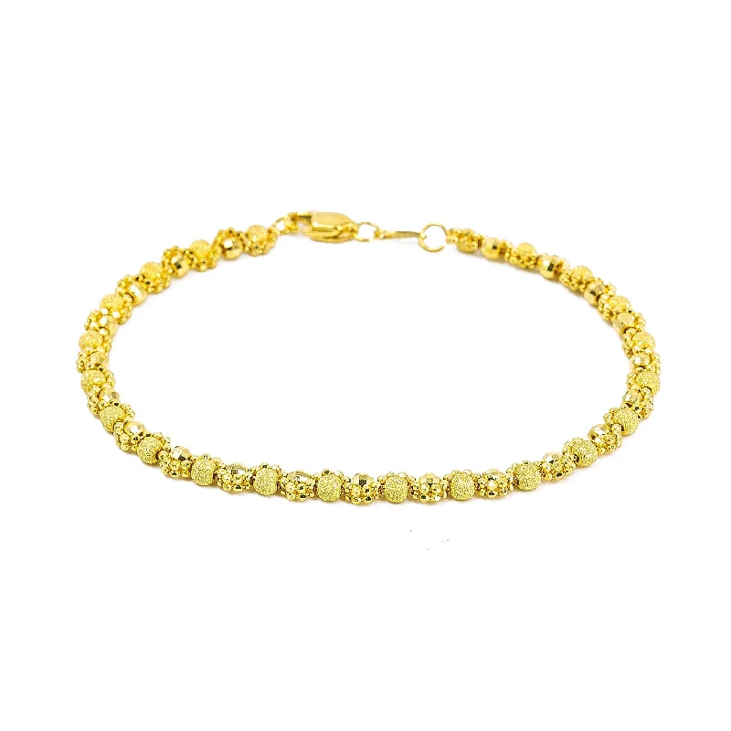 ladies-star-wrap-bracelets-22K Yellow Gold Bracelet W/ Textured Gold Balls & Double Bead Chain