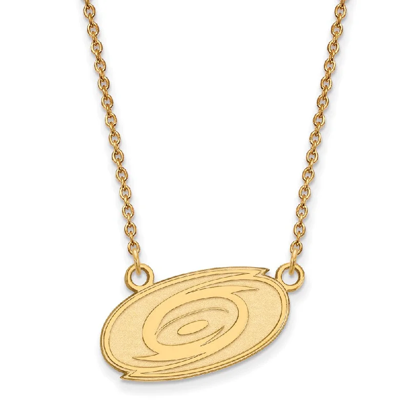 ladies-heart-link-necklaces-SS 14k Yellow Gold Plated NHL Carolina Hurricanes SM Necklace, 18 Inch