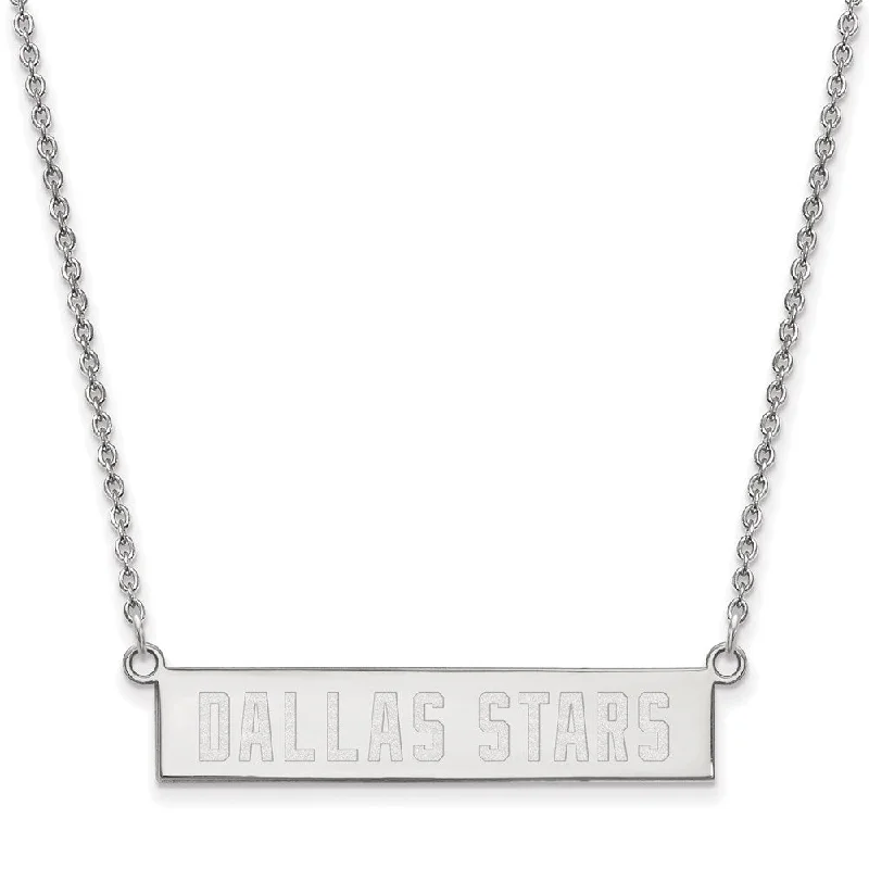 ladies-custom-pearl-necklaces-Sterling Silver NHL Dallas Stars Small Bar Necklace, 18 In