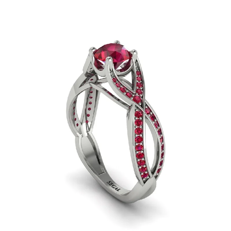 Ladies engagement rings custom romance -Ruby Eternal Twist Engagement Ring - Maisie No. 57