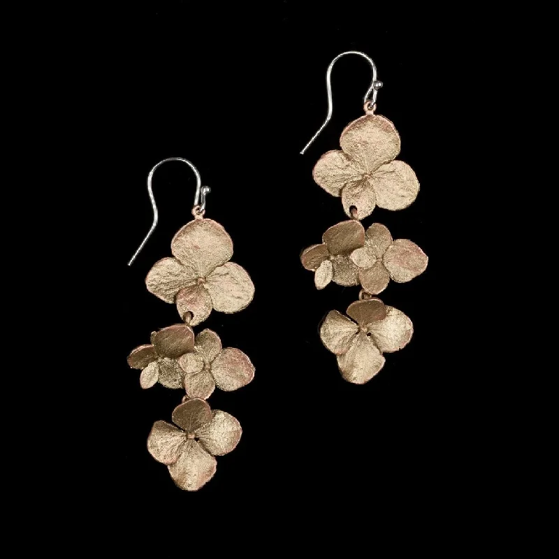 Ladies earrings with midnight quartz -Hydrangea Earrings - Shower