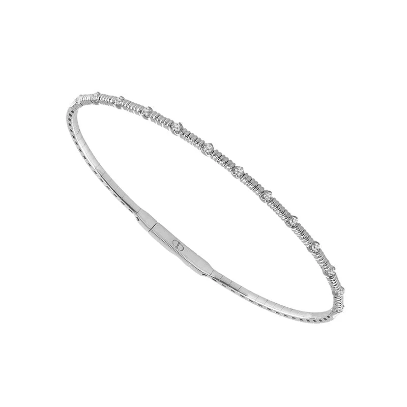 ladies-wedding-gold-bracelets-1/5 Ctw Flexible Diamond Bangle Bracelet in 14 Karat White Gold