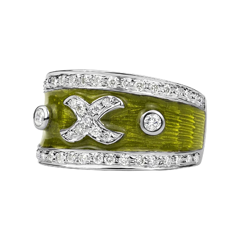 Ladies rings with plume motifs -Ring - Diamond (enamel)