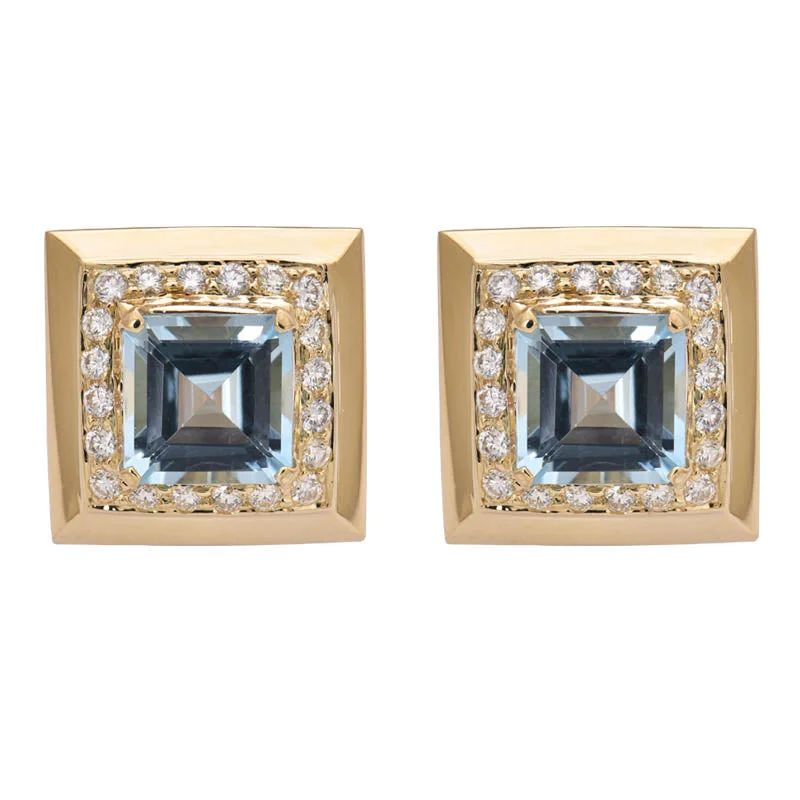 Ladies earrings fine elegance -Earrings- Aquamarine and Diamond